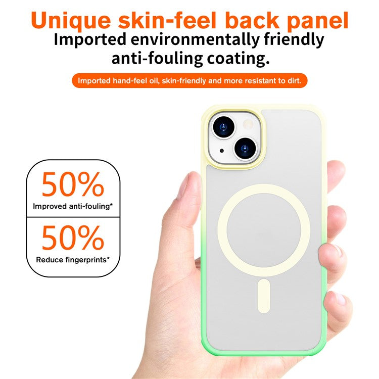 For iPhone 14 / 13 Magnetic Case Silky Touch TPU+PC Anti-Drop Phone Cove