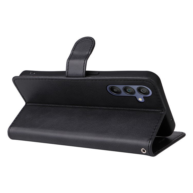 For Samsung Galaxy A17 / A26 5G / A16 5G / A16 4G Case Solid Color Leather Mobile Cover Wallet Stand with Strap