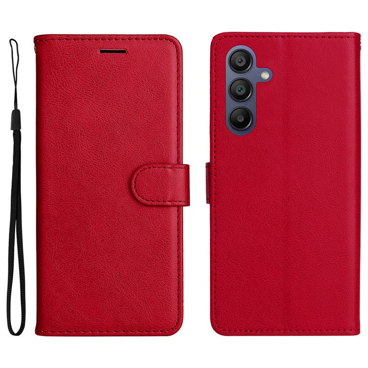 For Samsung Galaxy A17 / A26 5G / A16 5G / A16 4G Case Solid Color Leather Mobile Cover Wallet Stand with Strap