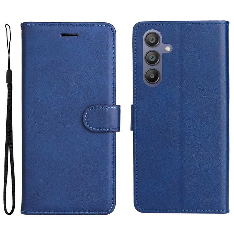 For Samsung Galaxy A17 / A26 5G / A16 5G / A16 4G Case Solid Color Leather Mobile Cover Wallet Stand with Strap