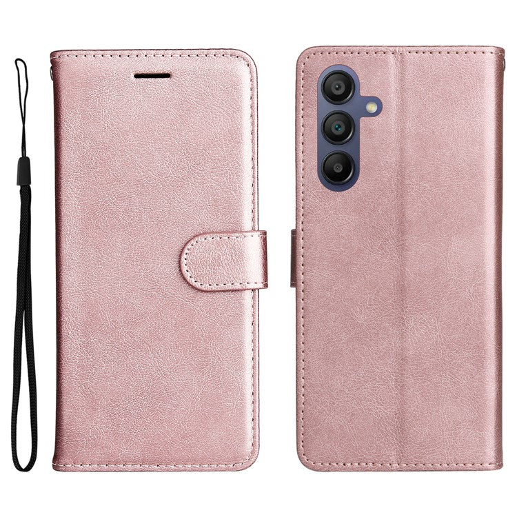 For Samsung Galaxy A17 / A26 5G / A16 5G / A16 4G Case Solid Color Leather Mobile Cover Wallet Stand with Strap