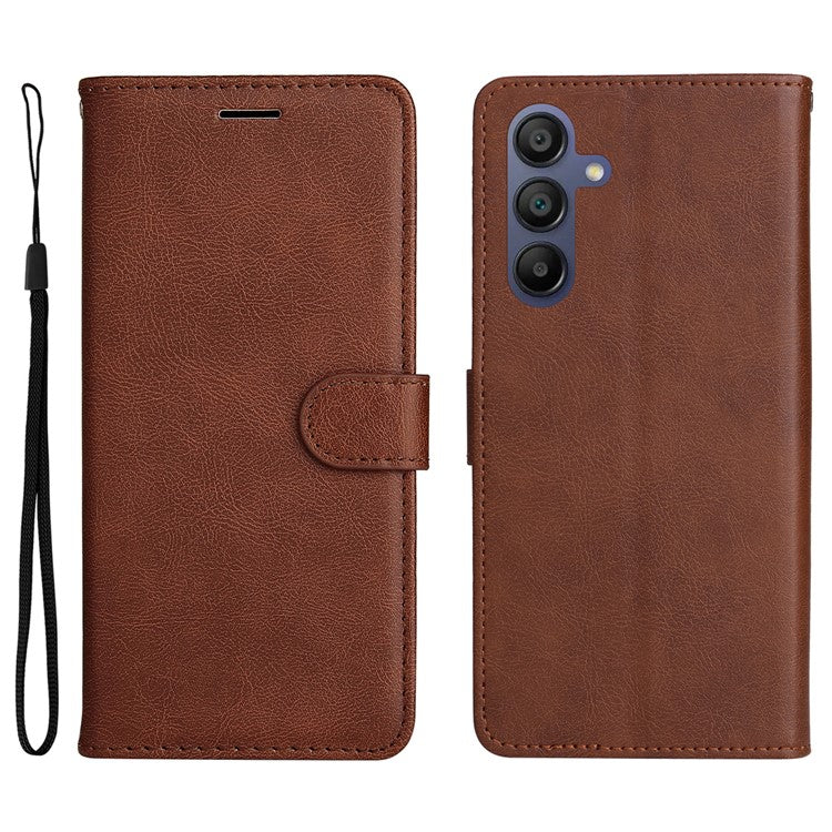 For Samsung Galaxy A17 / A26 5G / A16 5G / A16 4G Case Solid Color Leather Mobile Cover Wallet Stand with Strap