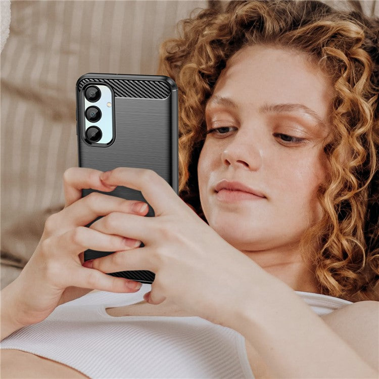 For Samsung Galaxy A16 5G / A16 4G Case Carbon Fiber Texture TPU Brushed Phone Cove