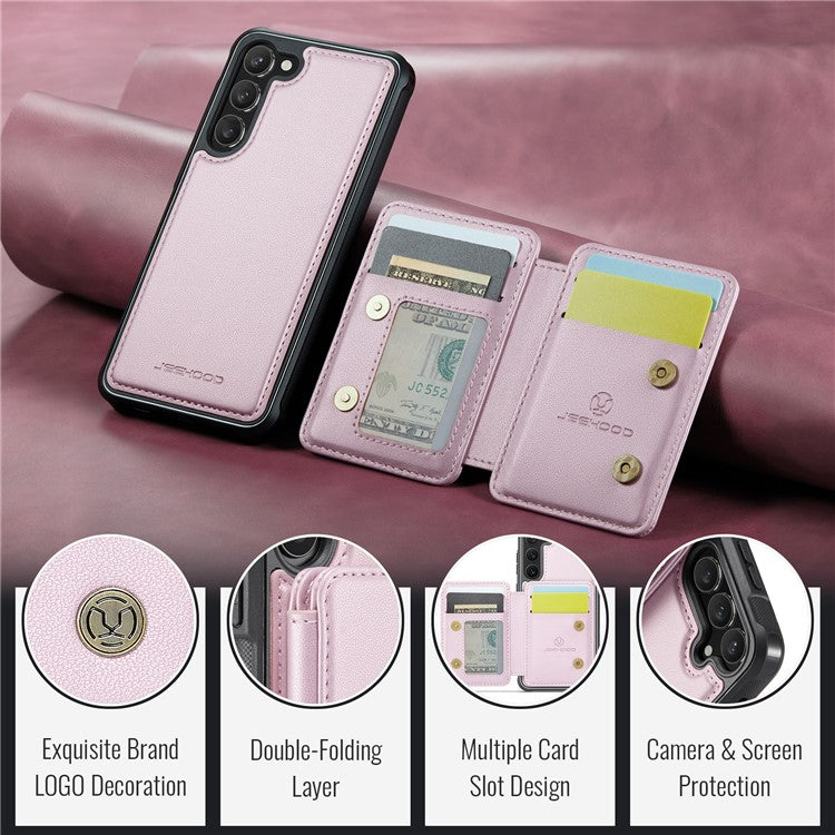 JEEHOOD J05 For Samsung Galaxy S23 Case Leather Mobile Cover with Detachable Magnetic Card Bag