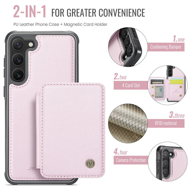JEEHOOD J05 For Samsung Galaxy S23 Case Leather Mobile Cover with Detachable Magnetic Card Bag
