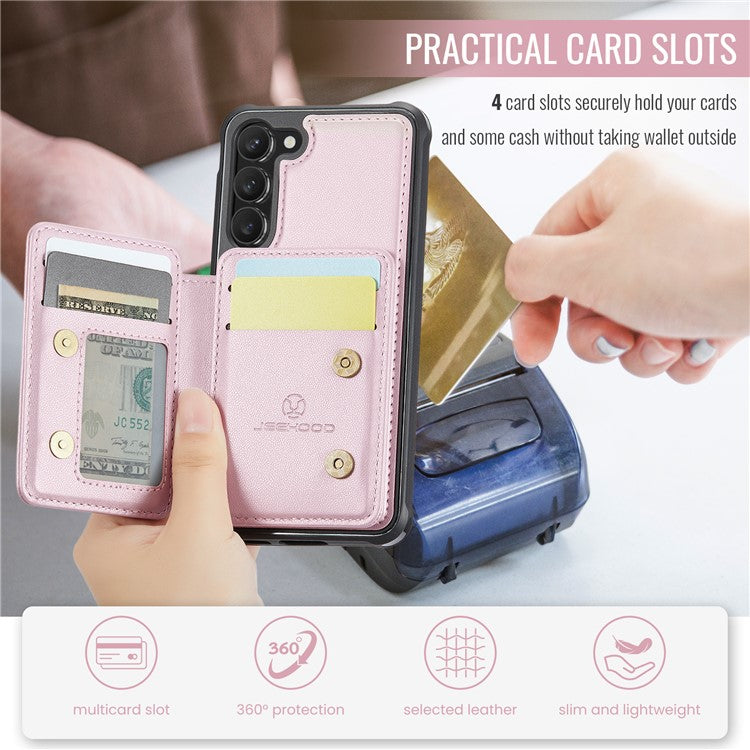 JEEHOOD J05 For Samsung Galaxy S23 Case Leather Mobile Cover with Detachable Magnetic Card Bag