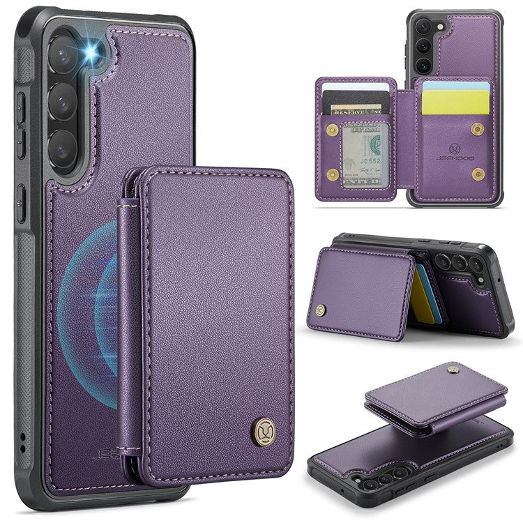 JEEHOOD J05 For Samsung Galaxy S23 Case Leather Mobile Cover with Detachable Magnetic Card Bag