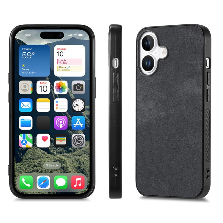 För iPhone 16 Plus Fodral Retro Läder + TPU Stötsäkert skyddande telefonfodral