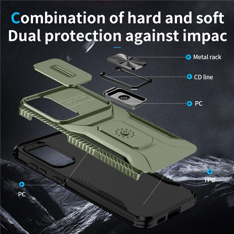 For Samsung Galaxy S23+ Case Camshield Kickstand TPU+PC Anti-Slip Phone Cover