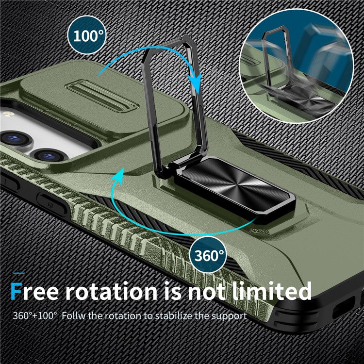 For Samsung Galaxy S23+ Case Camshield Kickstand TPU+PC Anti-Slip Phone Cover