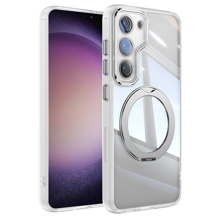 For Samsung Galaxy S23+ Case Rotatable Magnetic Kickstand TPU+PC Phone Cover with Lens Film