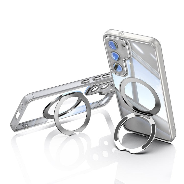 For Samsung Galaxy S23+ Case Rotatable Magnetic Kickstand TPU+PC Phone Cover with Lens Film
