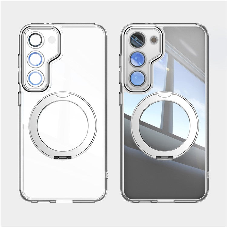 For Samsung Galaxy S23+ Case Rotatable Magnetic Kickstand TPU+PC Phone Cover with Lens Film