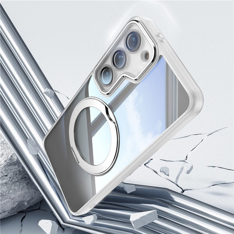For Samsung Galaxy S23+ Case Rotatable Magnetic Kickstand TPU+PC Phone Cover with Lens Film