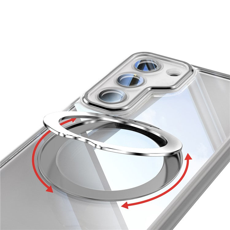 For Samsung Galaxy S23+ Case Rotatable Magnetic Kickstand TPU+PC Phone Cover with Lens Film