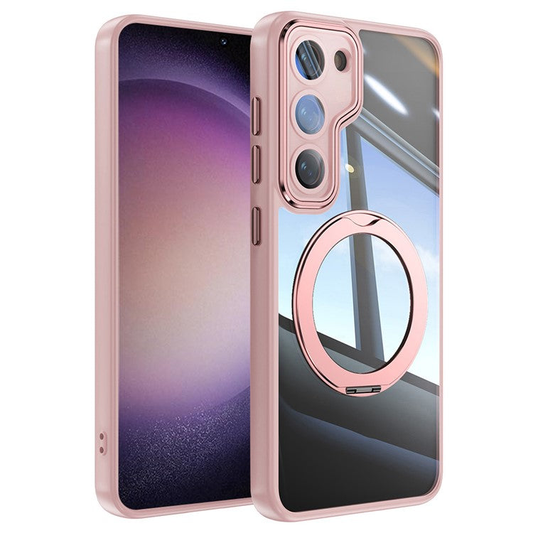 For Samsung Galaxy S23+ Case Rotatable Magnetic Kickstand TPU+PC Phone Cover with Lens Film