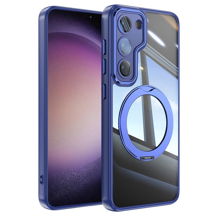For Samsung Galaxy S23+ Case Rotatable Magnetic Kickstand TPU+PC Phone Cover with Lens Film