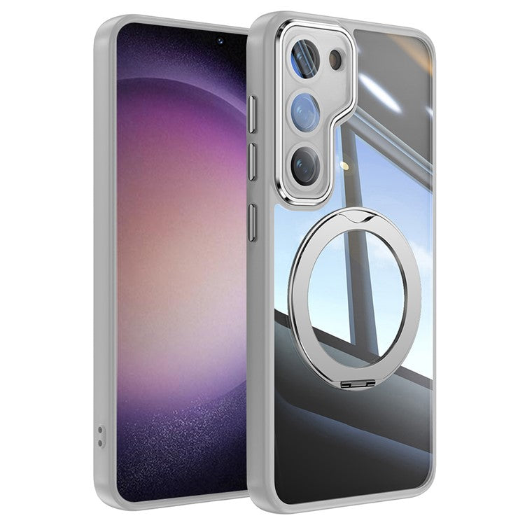 For Samsung Galaxy S23+ Case Rotatable Magnetic Kickstand TPU+PC Phone Cover with Lens Film