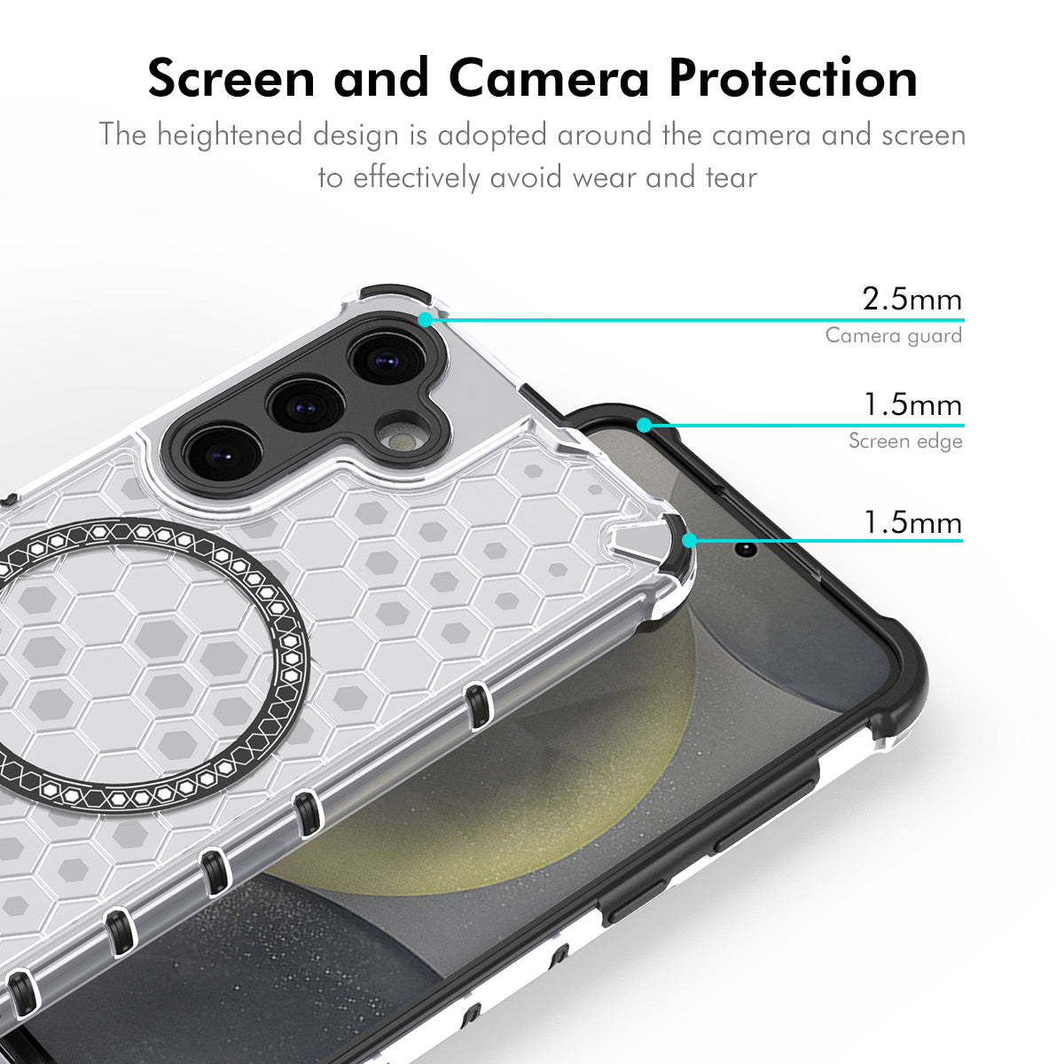 For Samsung Galaxy S23 ENKAY Hat-Prince Magnetic Case Honeycomb Design TPU+PC Phone Cover + 0.18mm Screen Protector
