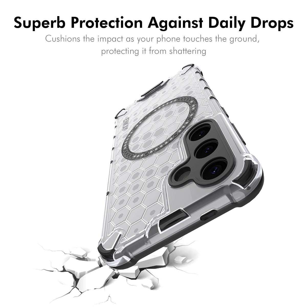 For Samsung Galaxy S23 ENKAY Hat-Prince Magnetic Case Honeycomb Design TPU+PC Phone Cover + 0.18mm Screen Protector
