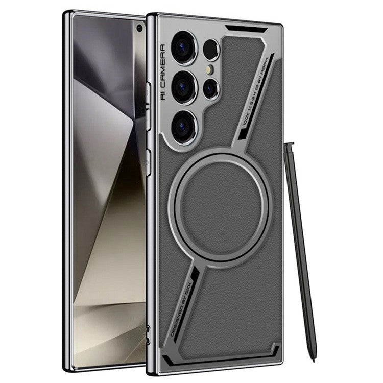 GKK för Samsung Galaxy S24 Ultra-fodral Kompatibel med MagSafe Anti-Scratch PC+TPU+PU telefonskal