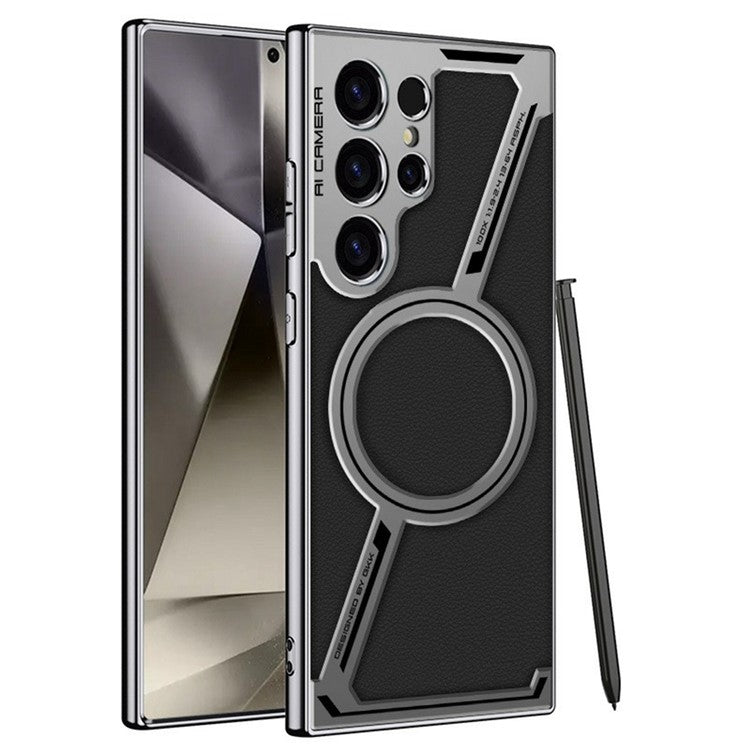 GKK för Samsung Galaxy S24 Ultra-fodral Kompatibel med MagSafe Anti-Scratch PC+TPU+PU telefonskal