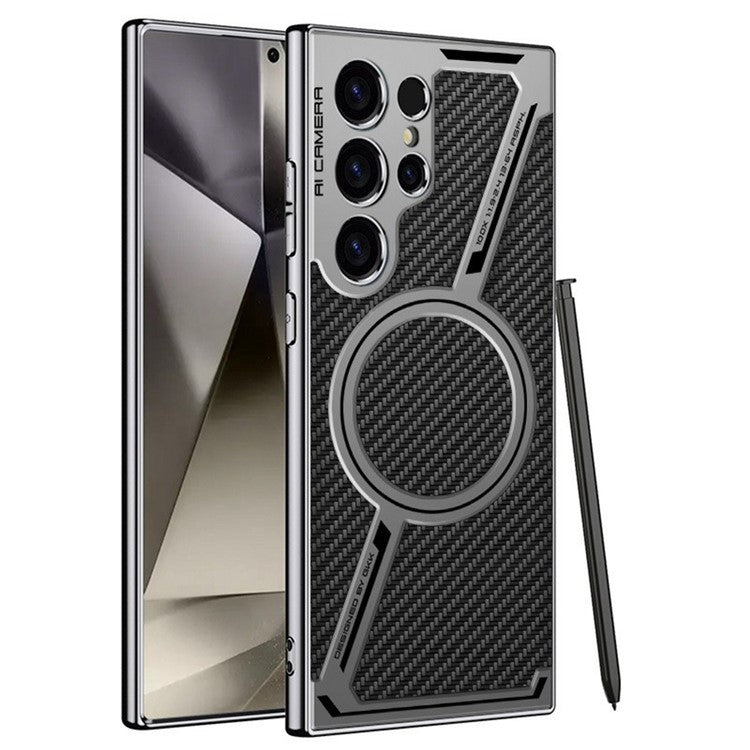 GKK för Samsung Galaxy S24 Ultra-fodral Kompatibel med MagSafe Anti-Scratch PC+TPU+PU telefonskal