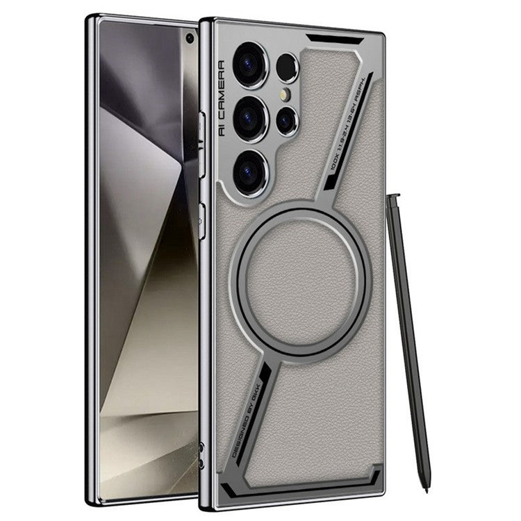 GKK för Samsung Galaxy S24 Ultra-fodral Kompatibel med MagSafe Anti-Scratch PC+TPU+PU telefonskal