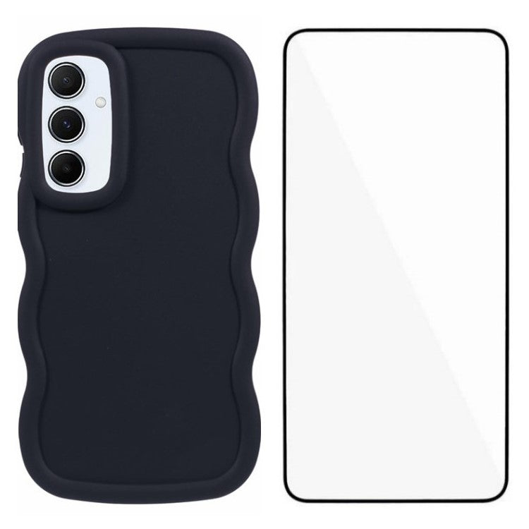 WANLONFENG XL Series for Samsung Galaxy A35 5G Case Wave Edge TPU Cover with Tempered Glass Film