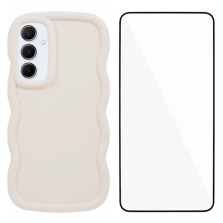 WANLONFENG XL Series for Samsung Galaxy A35 5G Case Wave Edge TPU Cover with Tempered Glass Film
