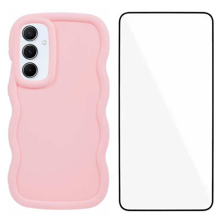 WANLONFENG XL Series for Samsung Galaxy A35 5G Case Wave Edge TPU Cover with Tempered Glass Film