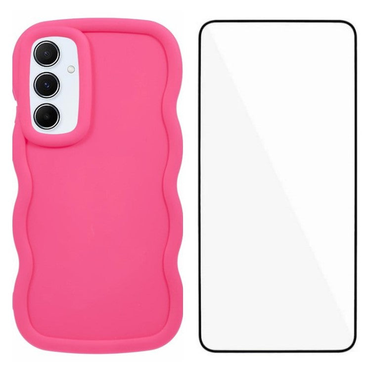WANLONFENG XL Series for Samsung Galaxy A35 5G Case Wave Edge TPU Cover with Tempered Glass Film