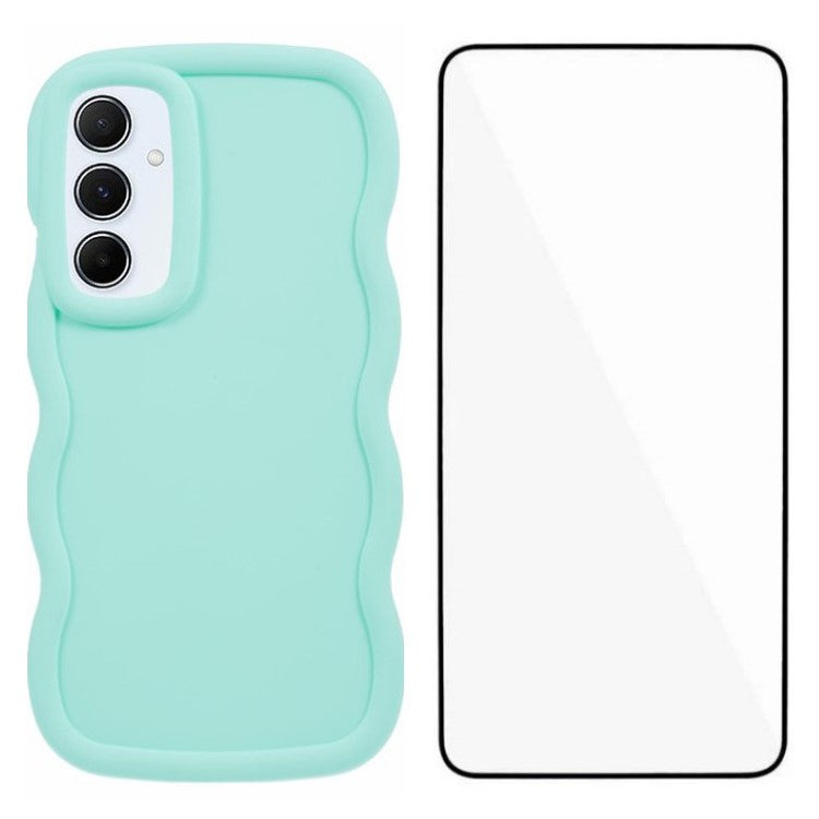 WANLONFENG XL Series for Samsung Galaxy A35 5G Case Wave Edge TPU Cover with Tempered Glass Film