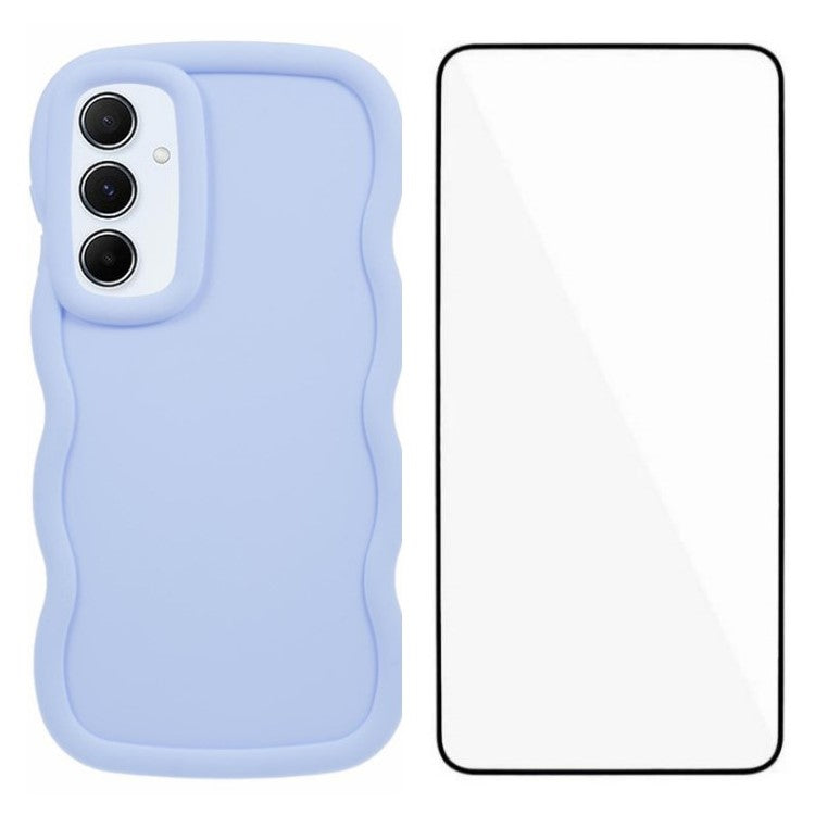 WANLONFENG XL Series for Samsung Galaxy A35 5G Case Wave Edge TPU Cover with Tempered Glass Film