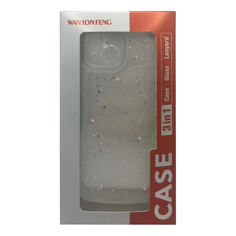 WANLONFENG JWT Series for Samsung Galaxy S23+ TPU Case Epoxy Phone Cover Wavy Edge with Tempered Glass