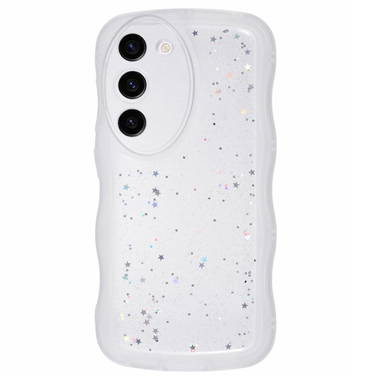 WANLONFENG JWT Series for Samsung Galaxy S23+ TPU Case Epoxy Phone Cover Wavy Edge with Tempered Glass