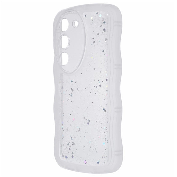 WANLONFENG JWT Series for Samsung Galaxy S23+ TPU Case Epoxy Phone Cover Wavy Edge with Tempered Glass