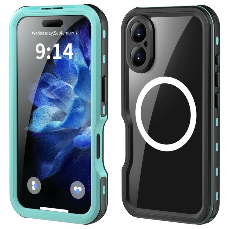 REDPEPPER D-UP Series För iPhone 16 Fodral IP68 Vattentätt genomskinlig baksida telefonskal kompatibel med MagSafe