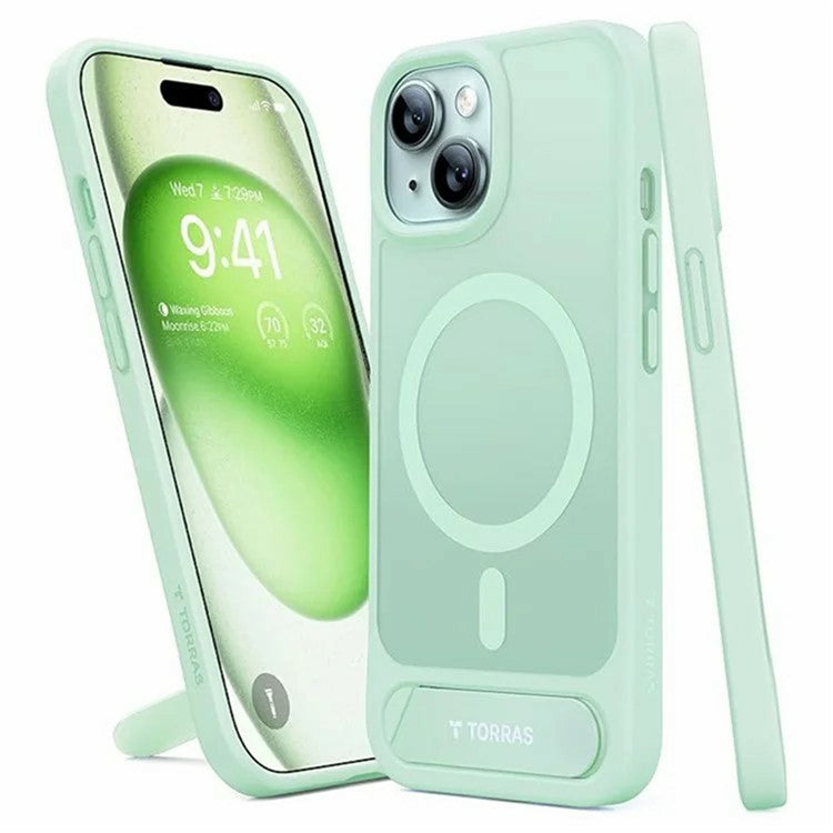 TORRAS For iPhone 15 Fodral Kickstand TPU+PC telefonfodral Kompatibel med MagSafe