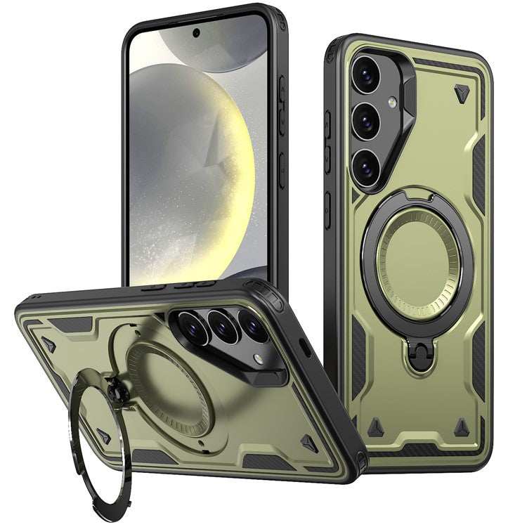 För Samsung Galaxy S25 / S24 Fodral Kompatibel med MagSafe Military Protection PC+TPU Kickstand Telefonskydd
