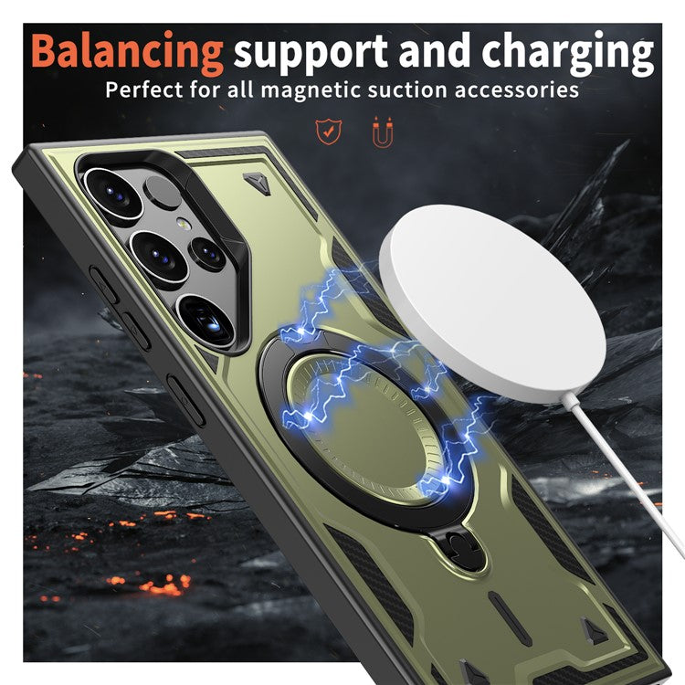 For Samsung Galaxy S23 Ultra / S22 Ultra 5G Case Compatible with MagSafe Military Protection PC+TPU Kickstand Phone Cover
