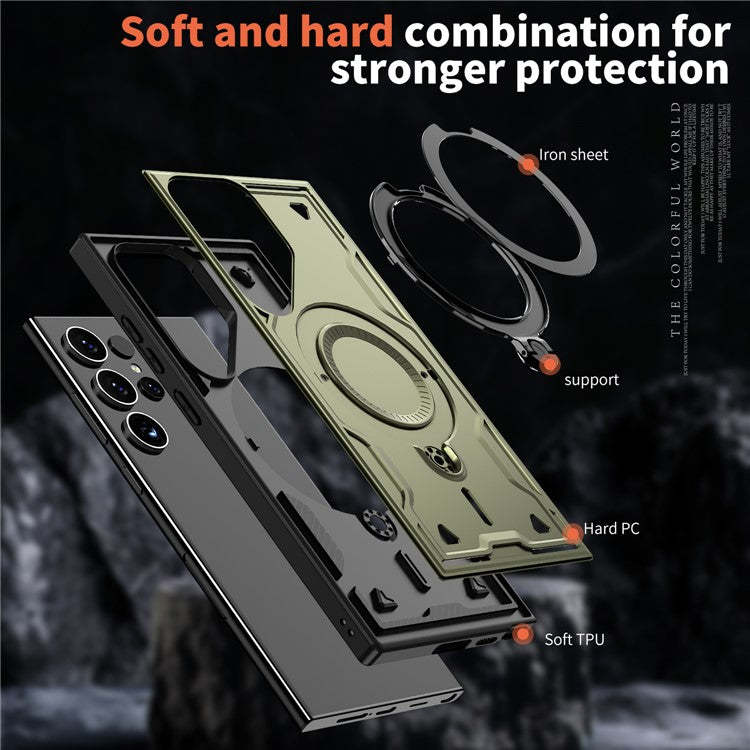 For Samsung Galaxy S23 Ultra / S22 Ultra 5G Case Compatible with MagSafe Military Protection PC+TPU Kickstand Phone Cover