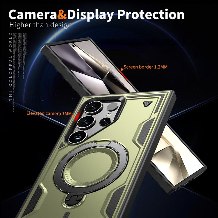 For Samsung Galaxy S23 Ultra / S22 Ultra 5G Case Compatible with MagSafe Military Protection PC+TPU Kickstand Phone Cover