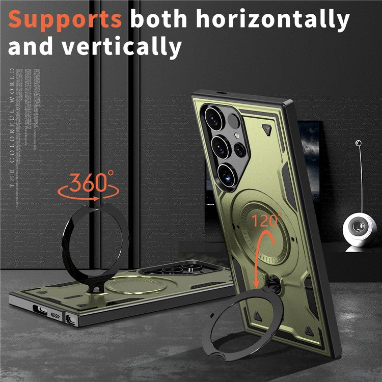 For Samsung Galaxy S23 Ultra / S22 Ultra 5G Case Compatible with MagSafe Military Protection PC+TPU Kickstand Phone Cover