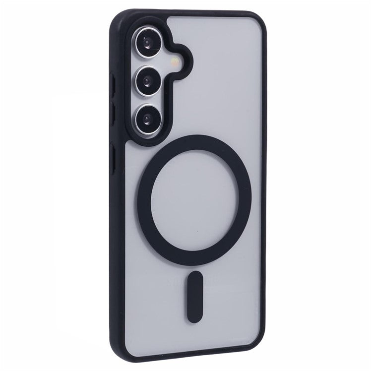 För Samsung Galaxy S24+ Fodral Kompatibel med MagSafe Stötsäker PC+TPU genomskinligt telefonskal