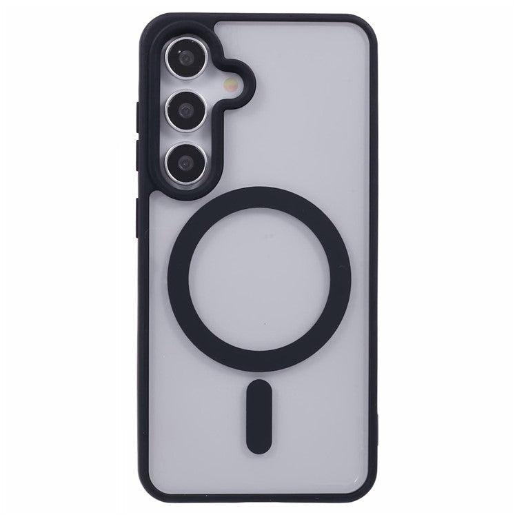 För Samsung Galaxy S24+ Fodral Kompatibel med MagSafe Stötsäker PC+TPU genomskinligt telefonskal