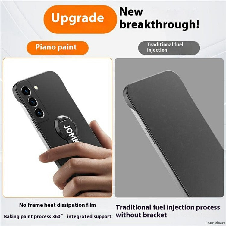For Samsung Galaxy S23+ Case Hard PC Frameless Baking Paint Kickstand Phone Cover