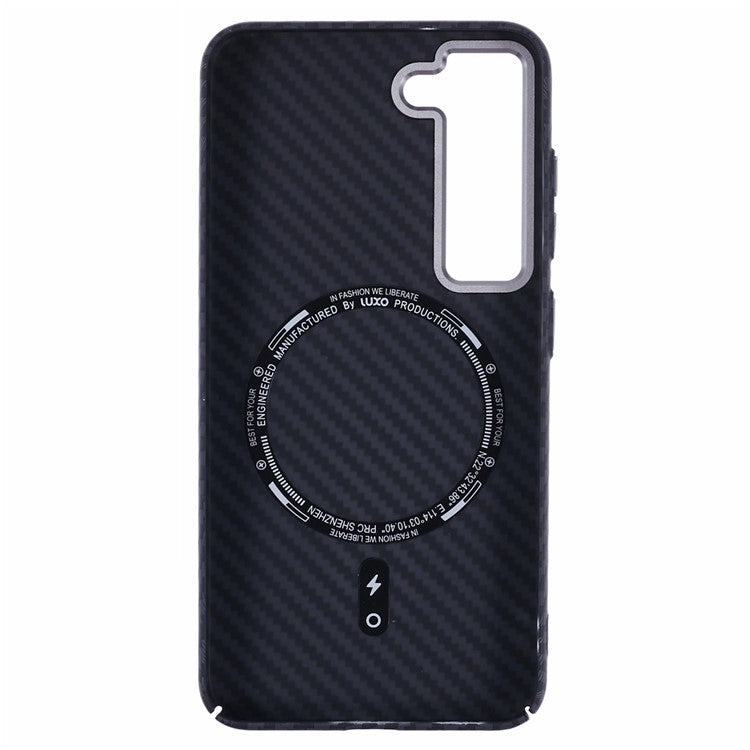 For Samsung Galaxy S23 Case Compatible with MagSafe Carbon Fiber Texture Water-Transfer PC Phone Cover