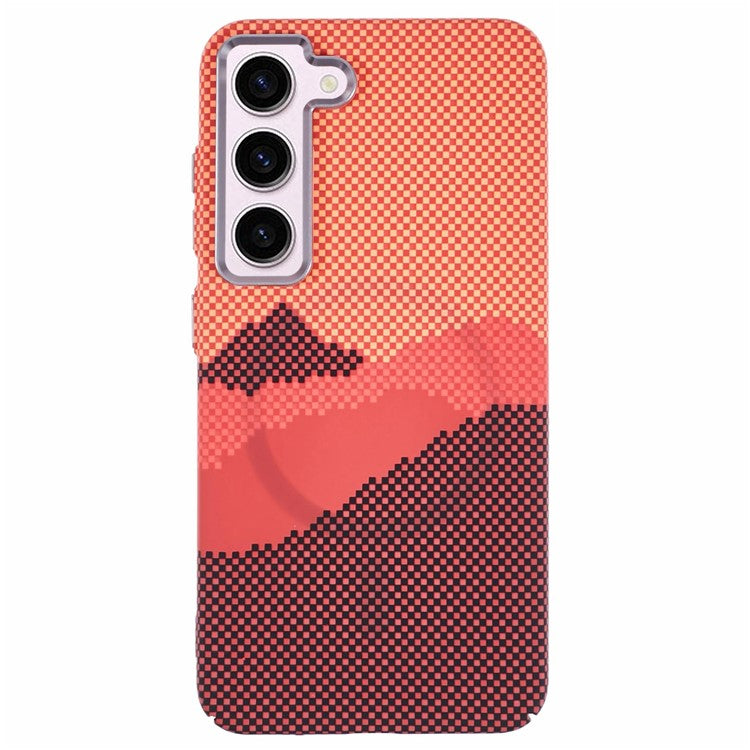 For Samsung Galaxy S23 Case Compatible with MagSafe Carbon Fiber Texture Water-Transfer PC Phone Cover