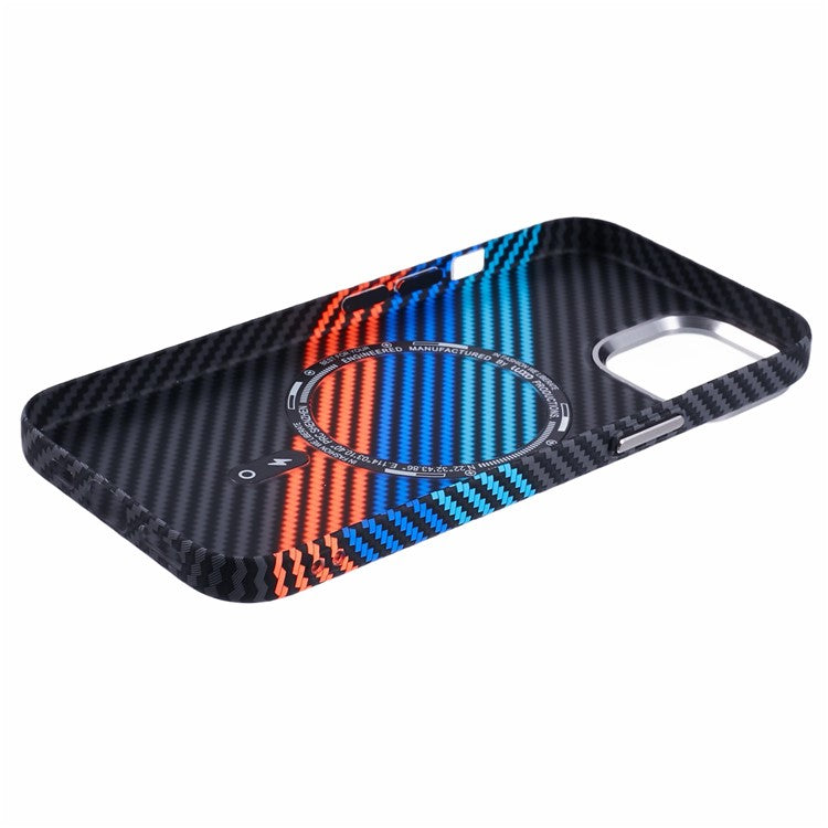 For iPhone 13 Case Compatible with MagSafe Carbon Fiber Texture Water-Transfer PC Phone Cove